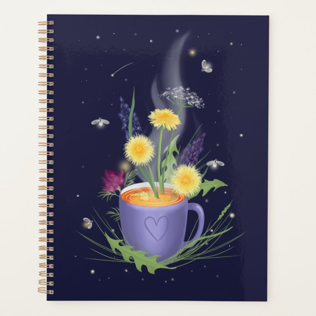 Beautiful Tea Cup Summer Flowers Planner (Front)
