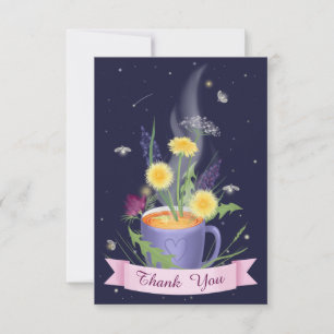 Beautiful Tea Cup Summer Flowers Thank You Card