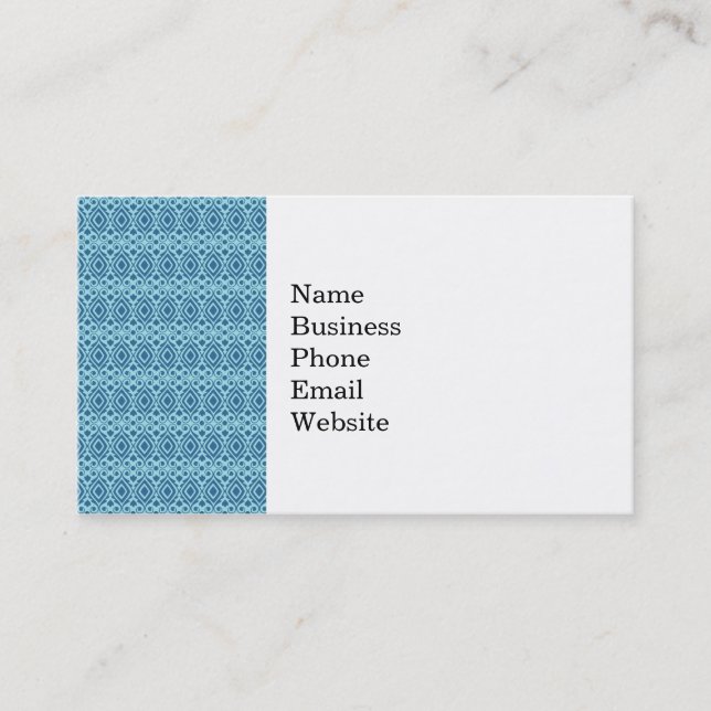 Beautiful Teal and Dark Blue Diamond Pattern Business Card (Front)