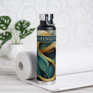 Beautiful Teal & Cream Colour Abstract Swirls Water Bottle