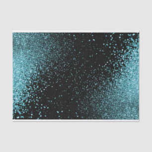 Beautiful Teal Glitter on a Black Background Tissue Paper