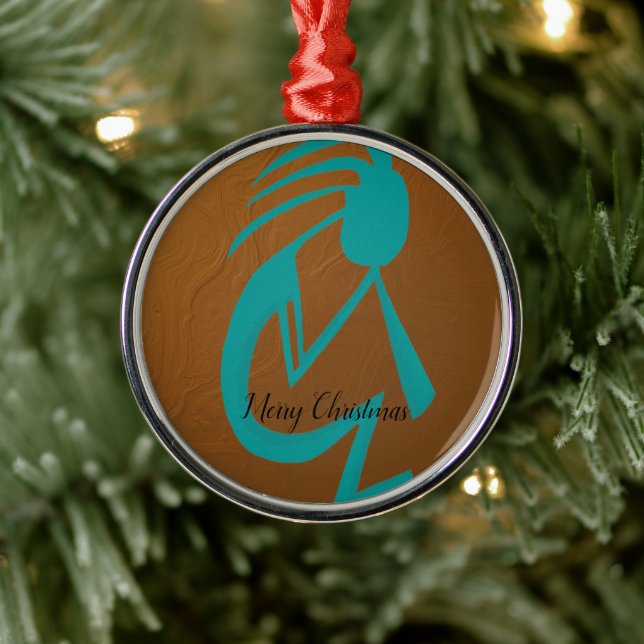 Beautiful Teal Kokopelli Painting Metal Tree Decoration (Tree)