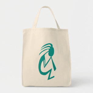 Beautiful Teal Kokopelli Painting Tote Bag