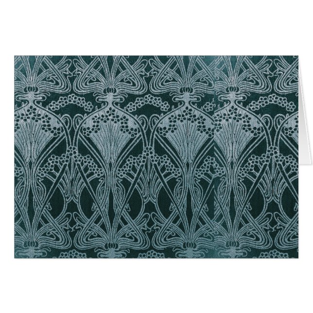 Beautiful,teal silver,art nouveau pattern,floral,m (Front Horizontal)