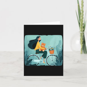 Beautiful Teddy Bike with Girl Costume Card