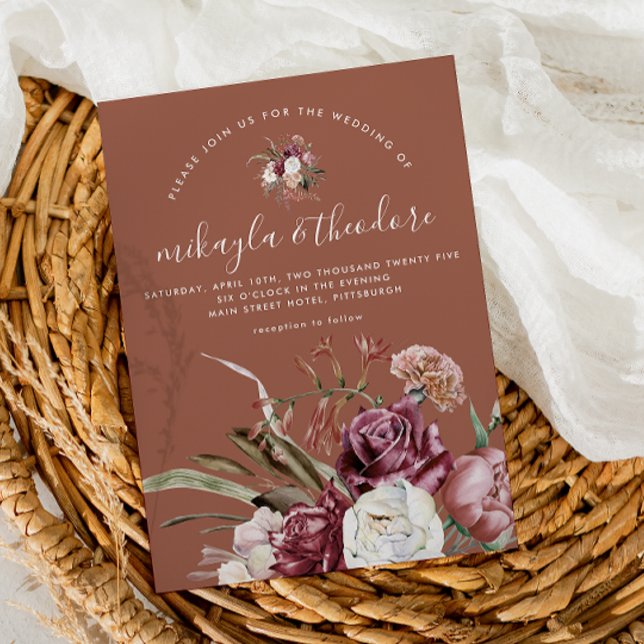 Beautiful Terracotta Boho Floral Photo Invitation (Creator Uploaded)