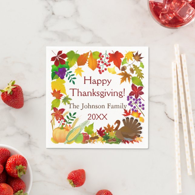 Beautiful Thanksgiving Harvest Napkin (Insitu)
