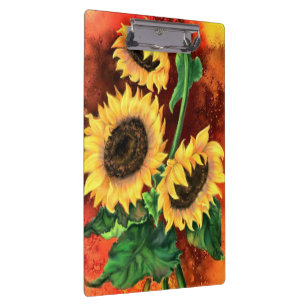 Beautiful Three Sunflowers Clipboard Painting