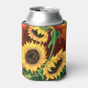Beautiful Three Sunflowers - Migned Art Painting Can Cooler