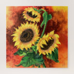 Beautiful Three Sunflowers - Migned Art Painting Jigsaw Puzzle<br><div class="desc">Beautiful Three Sunflowers - Migned Art Painting Collection</div>