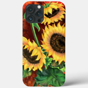 Beautiful Three Sunflowers - Painting Art iPhone 13 Pro Max Case