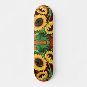 Beautiful Three Sunflowers Skateboard - Painting
