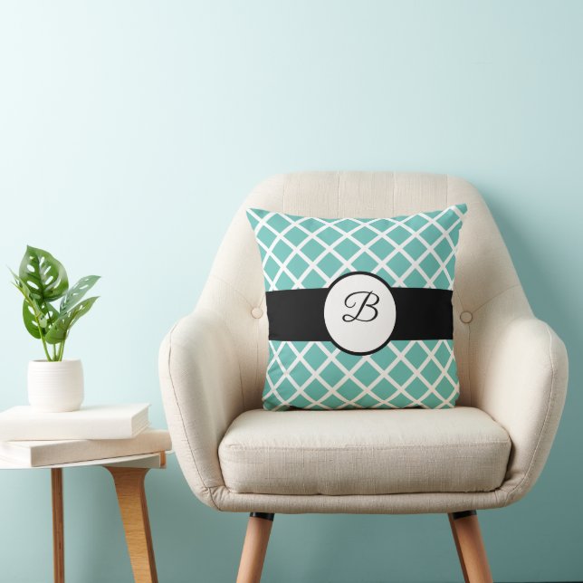 Beautiful Throw Pillow with custom monogram text (Chair)