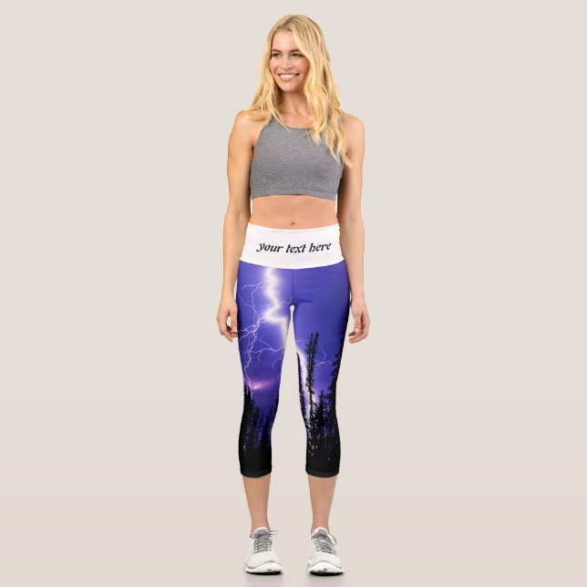 beautiful thunder over the forest capri leggings (Front)