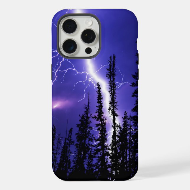beautiful thunder over the forest iPhone case (Back)