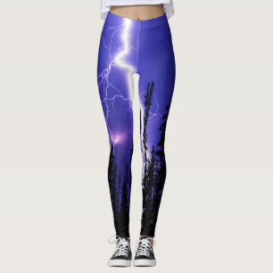 beautiful thunder over the forest leggings