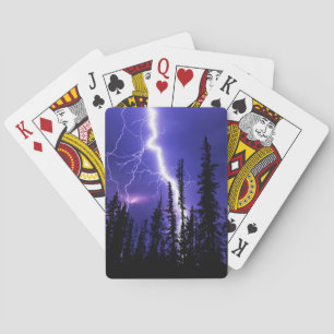 beautiful thunder over the forest playing cards