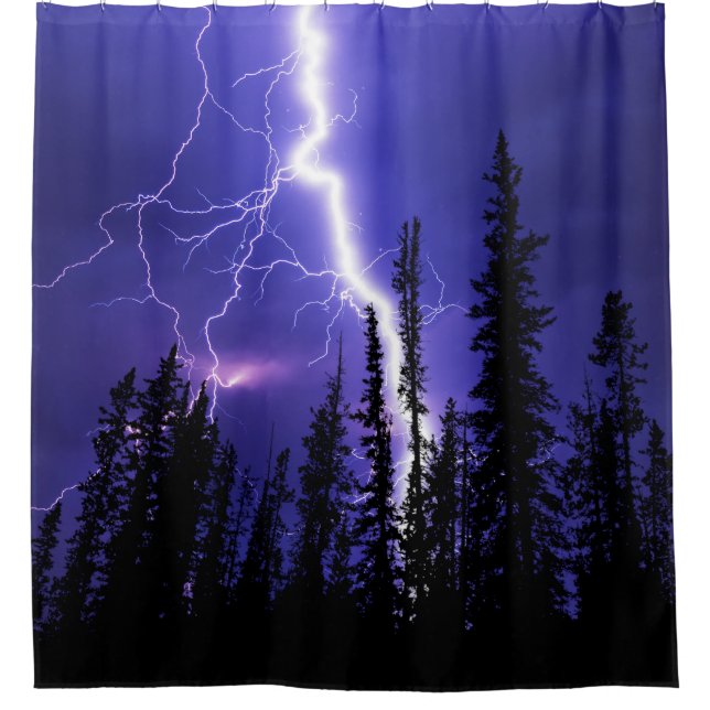 beautiful thunder over the forest shower curtain (Front)