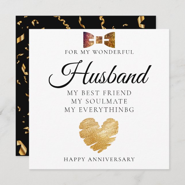 Beautiful Tie Husband Wedding Anniversary Card (Front/Back)