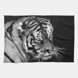 Beautiful Tiger Black White Africa Tea Towel
