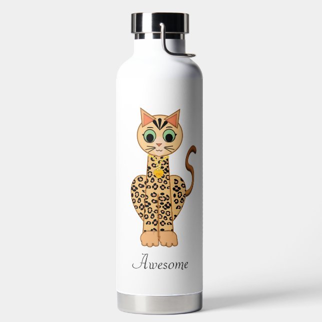 Beautiful Tiger Cat Water Bottle (Left)
