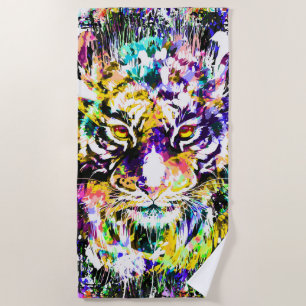 Beautiful Tiger   Colourful Tiger Beach Towel