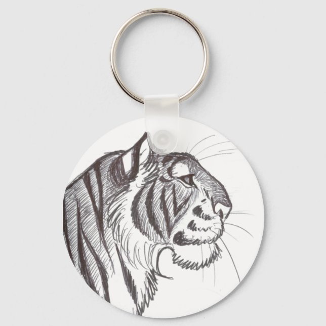 Beautiful Tiger drawing keychain (Front)
