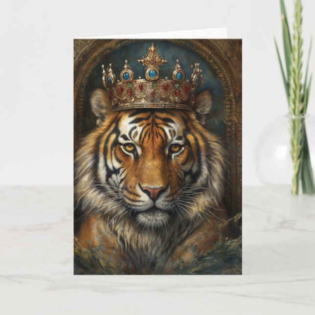 Beautiful Tiger in a Crown all occasions Card (Front)