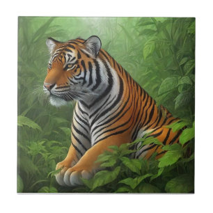 Beautiful tiger in jungle tile