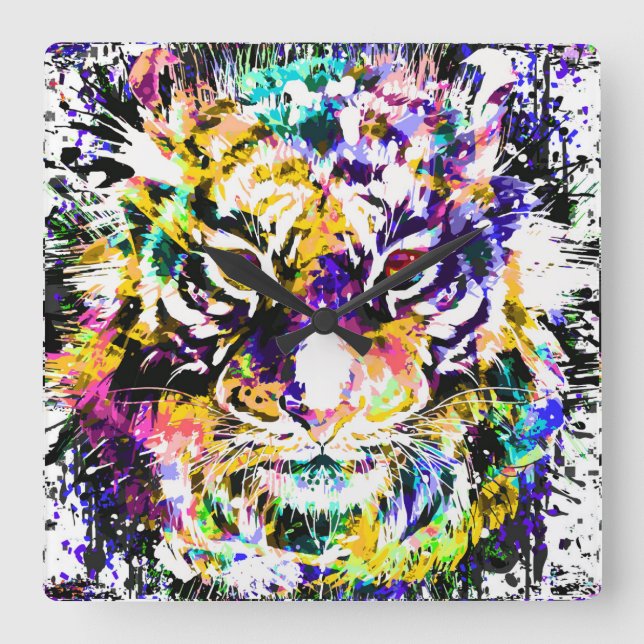 Beautiful Tiger Wall Clock | Colorful Tiger Clock (Front)