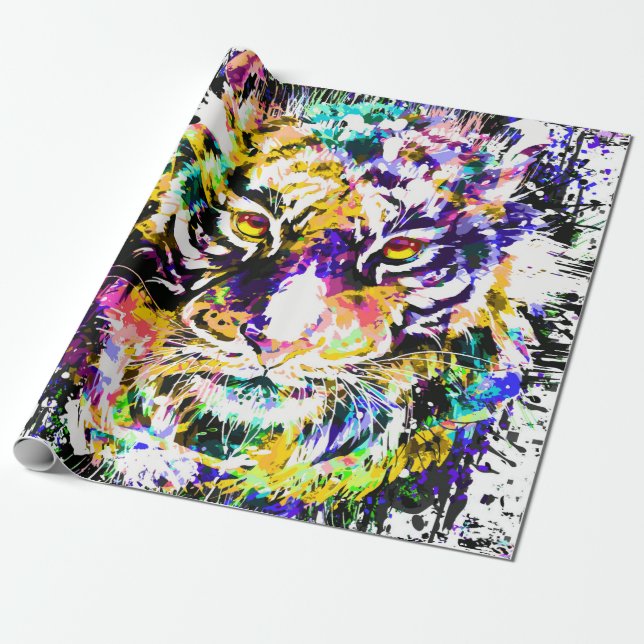 Beautiful Tiger Wrapping Paper | Colourful Tiger  (Unrolled)