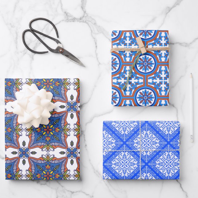 Beautiful Tile Designs Wrapping Paper Sheet (Front)