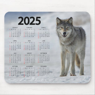 Beautiful Timber Wolf 2025 Mouse Mat Calendar