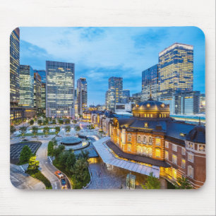 Beautiful Tokyo City Skyline at Railway Station Mouse Pad