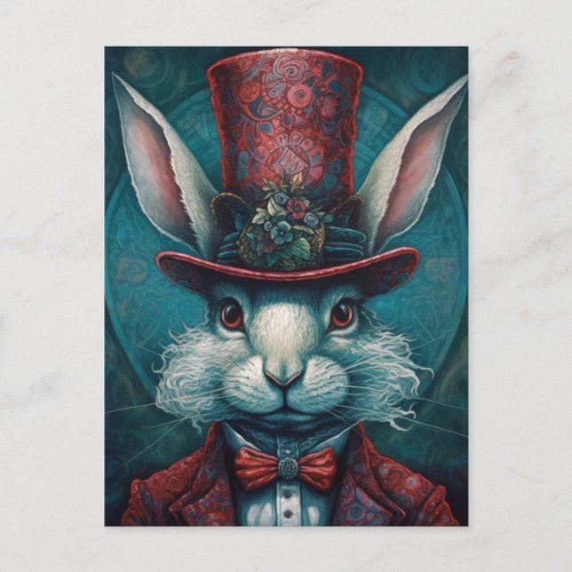 Beautiful Tophat Rabbit Postcard (Front)