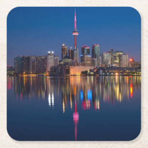 Beautiful Toronto Canada Evening Skyline Square Paper Coaster