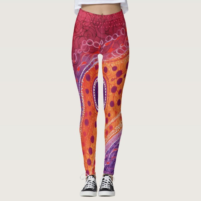 Beautiful Traditional Abstract Art Leggings (Front)