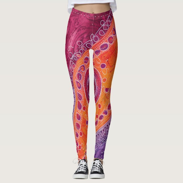 Beautiful Traditional Abstract Art Leggings (Front)