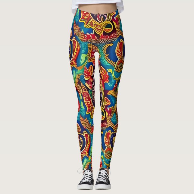 Beautiful Traditional Abstract Art Leggings (Front)