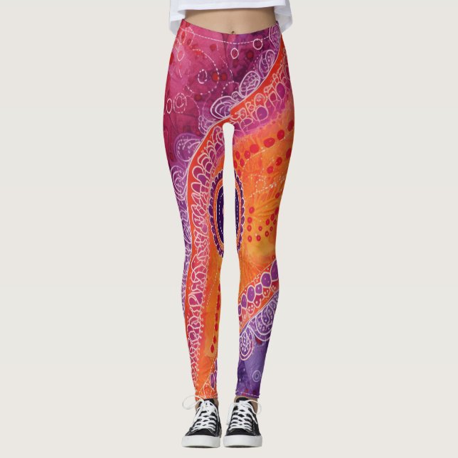 Beautiful Traditional Abstract Art Leggings (Front)