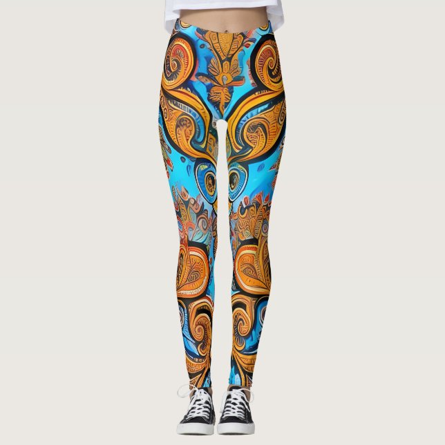 Beautiful Traditional Abstract Art Leggings (Front)