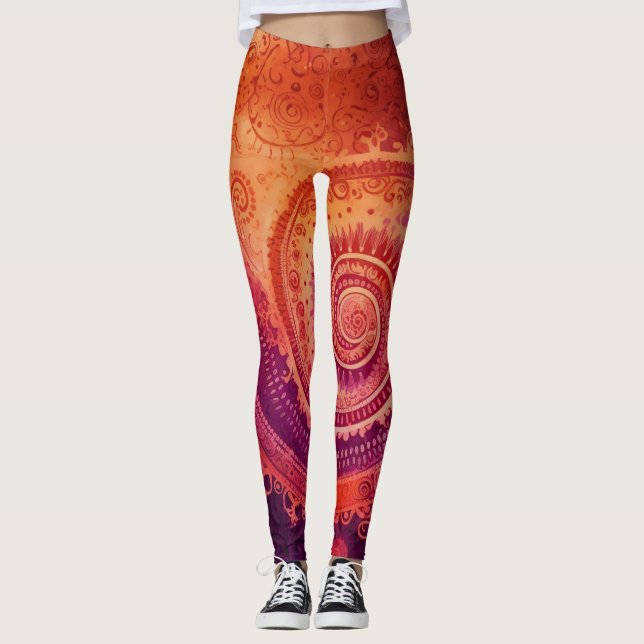 Beautiful Traditional Abstract Art Leggings (Front)