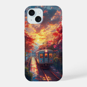 Beautiful Train At Sunset iPhone 15 Case
