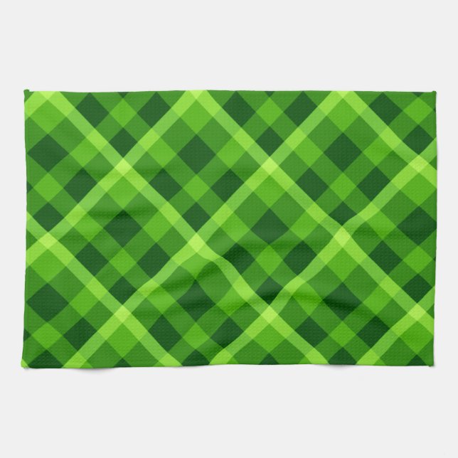 Beautiful Tree Green Plaid Kitchen Towel (Horizontal)