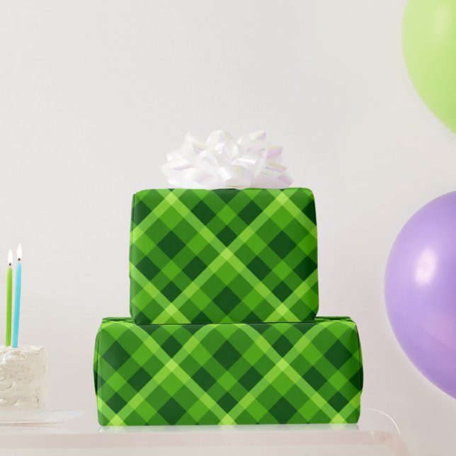 Beautiful Tree Green Plaid Wrapping Paper (Party Gifts)