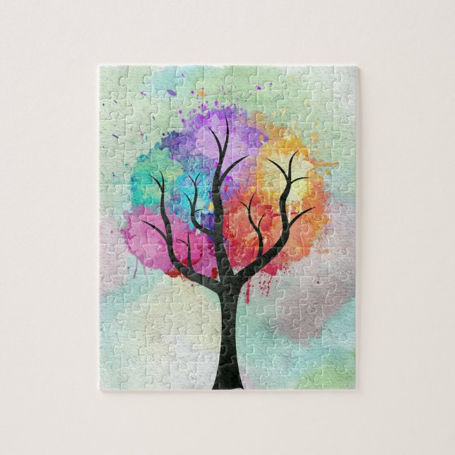 Beautiful Tree Pastel Colors Abstract Oil Painting Jigsaw Puzzle (Vertical)