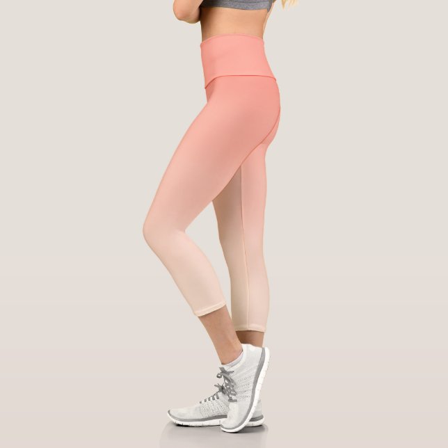 Beautiful trendy abstract coral pink gradient capri leggings (Left)