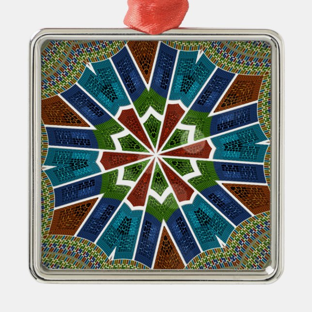 Beautiful Trendy Asian Textile Design Art Print Metal Tree Decoration (Front)