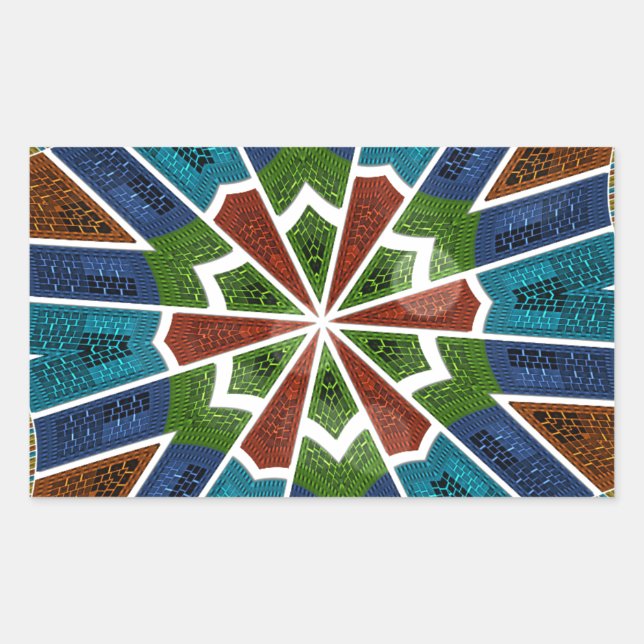 Beautiful Trendy Asian Textile Design Art Print Rectangular Sticker (Front)