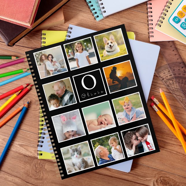 Beautiful Trendy Custom Monogram 11 Photos Collage Notebook (Creator Uploaded)